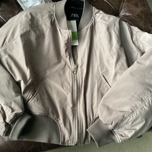 ZARA BNWT Cropped Bomber Jacket.  XL. Light Khaki